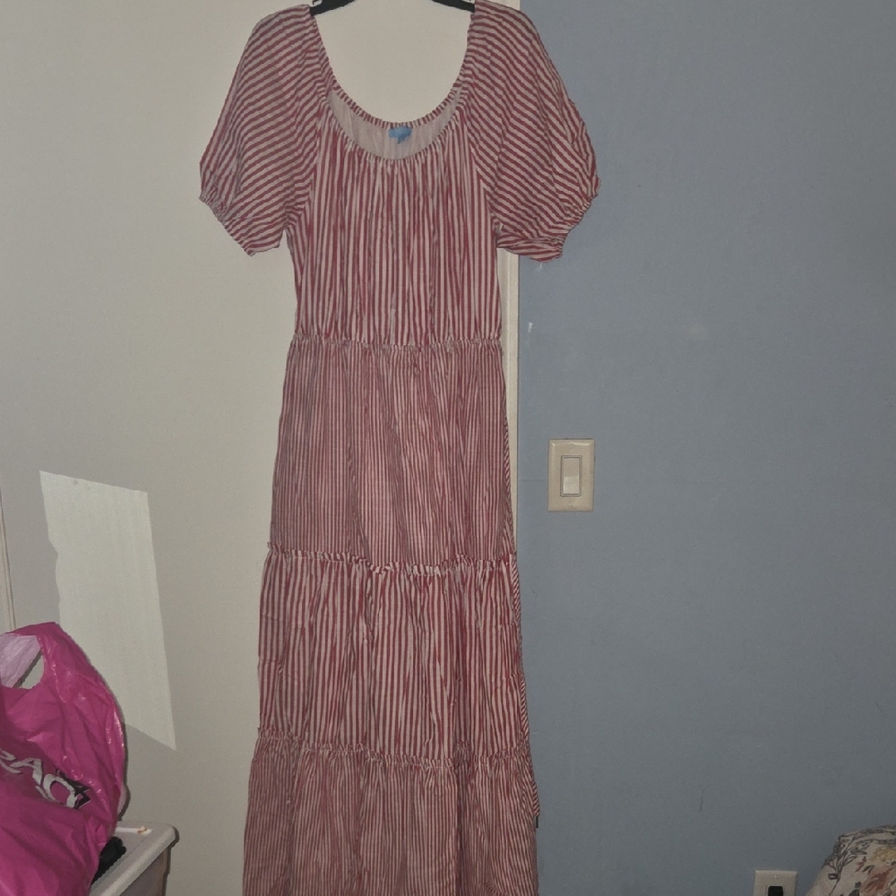 Draper James Red and White Striped Maxi Dress